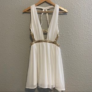 Tobi White Sequin Skater Dress